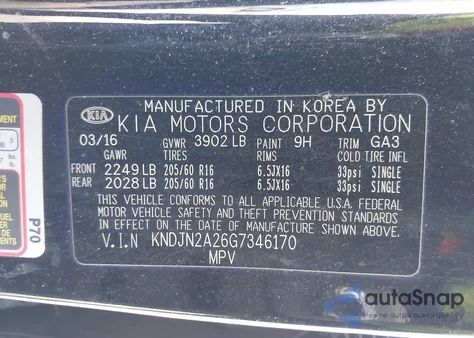 2016 Kia Soul from USA, damaged, VIN KNDJN2A26G7346170
